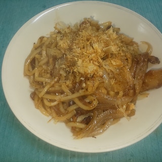 鶏皮で♪焼きうどん